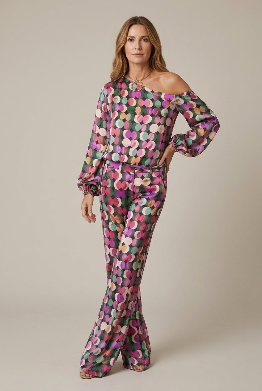 Ameliana | Elegant Polka Dot Off Shoulder Going Out Set