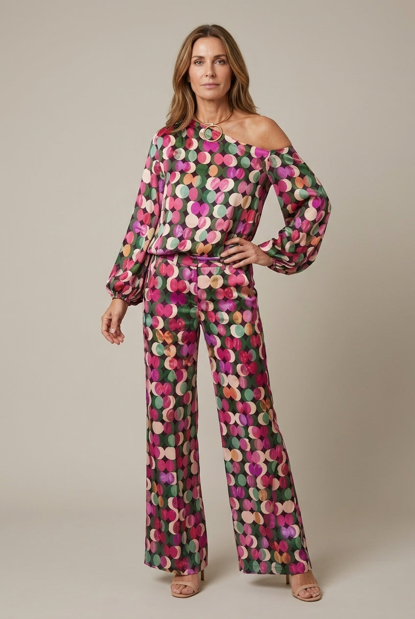 Ameliana | Elegant Polka Dot Off Shoulder Going Out Set