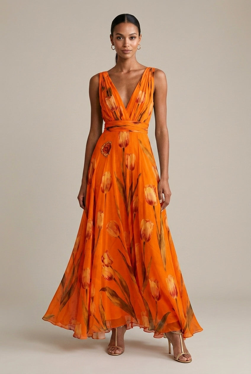 Ophelia | Floral V-Neck Maxi Dress