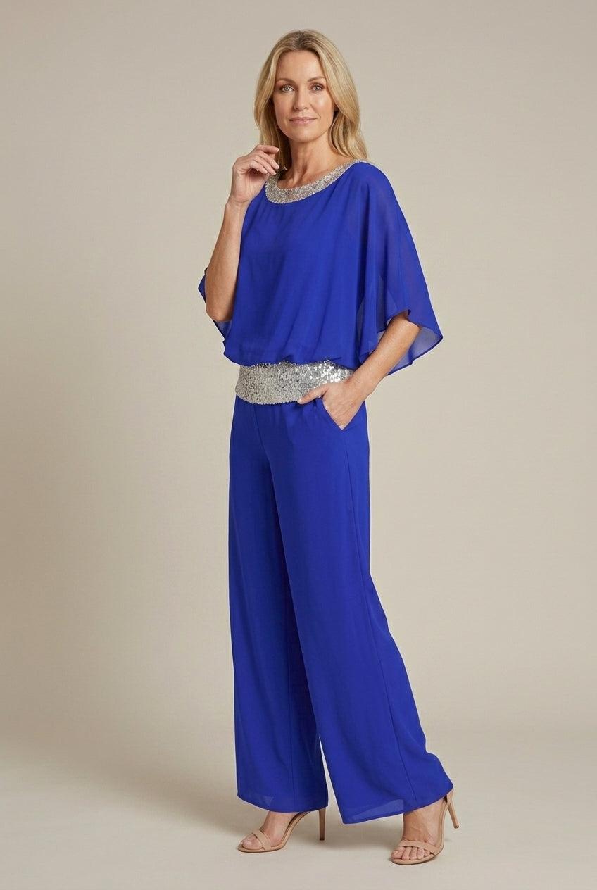 Evangeline | Elegant Sequin Top Palazzo Pants Set