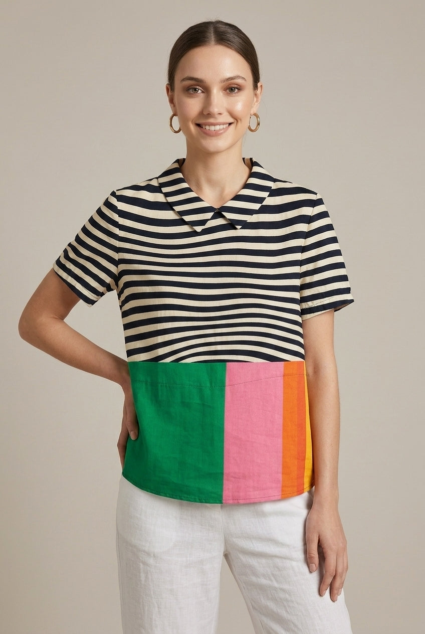 Mirabelle | Casual Printed Lapel T-Shirt