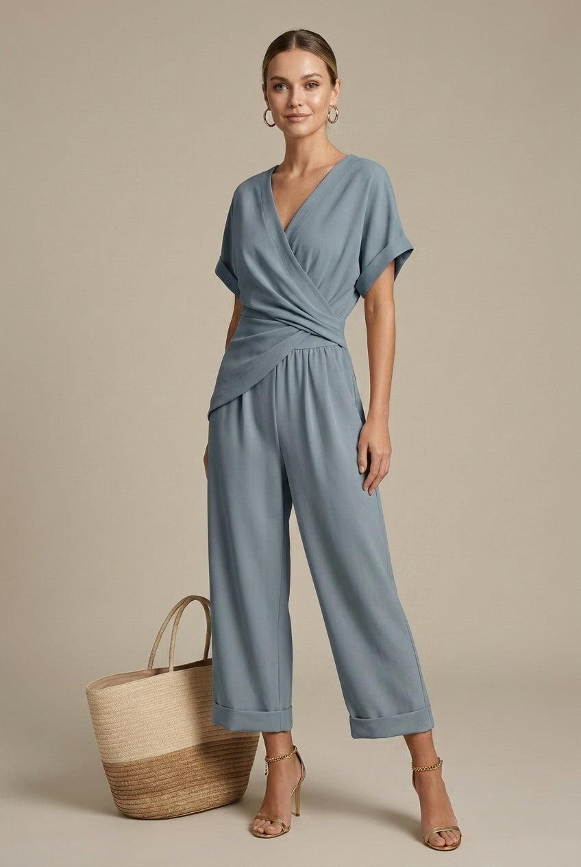 Aurelie | Elegant Wrap-Front Two Piece Set