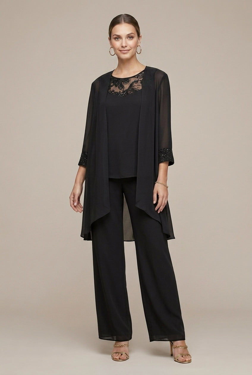 Rosalenne | Elegant Lace Illusion Three Piece Pants Suit