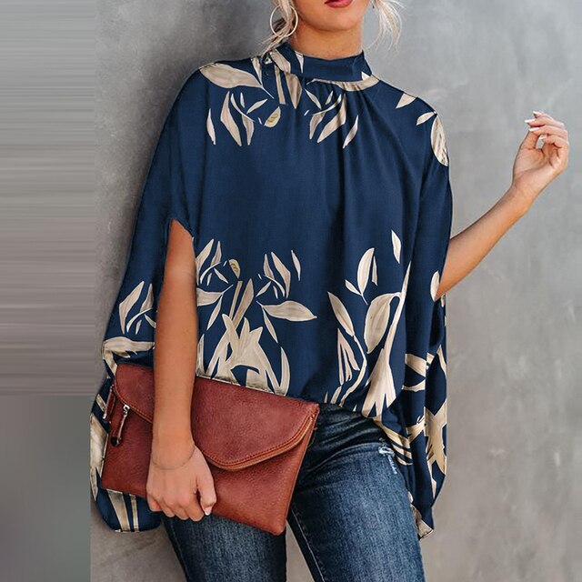 Anastasia | Elegant Cape Sleeve Mock Neck Blouse