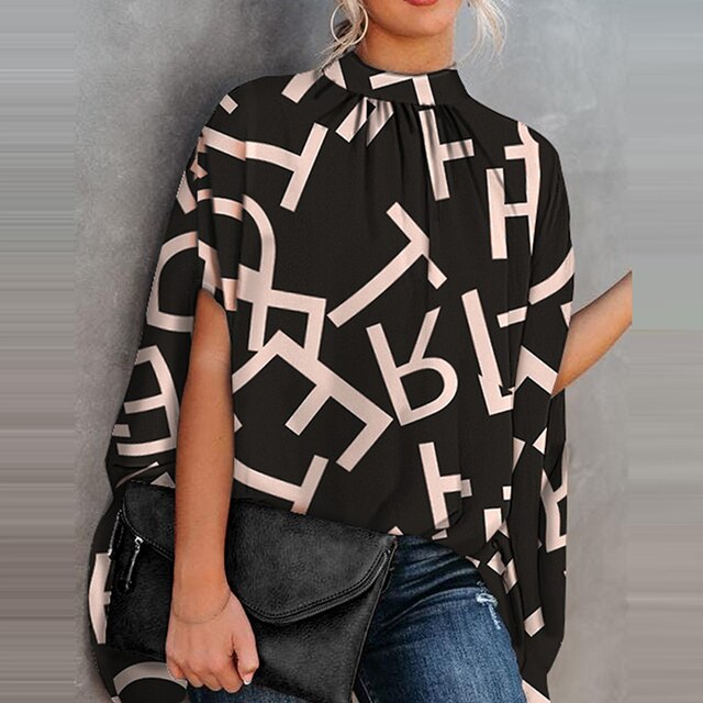 Anastasia | Elegant Cape Sleeve Mock Neck Blouse